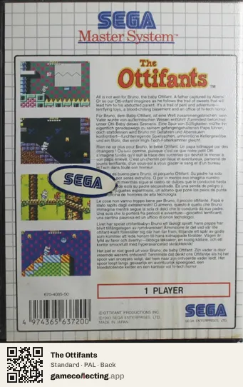 The Ottifants Sega Master System, PAL box back