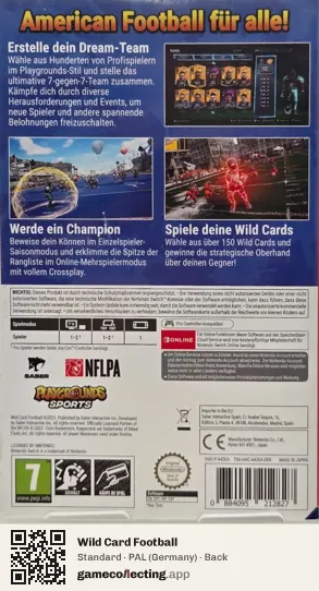 Wild Card Football Nintendo Switch, Germany box back