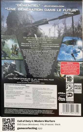 Call of Duty 4: Modern Warfare Computer, France box back