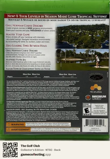 The Golf Club Xbox One, NTSC box back