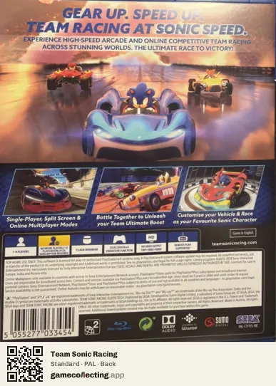 Team Sonic Racing PlayStation 4, PAL box back