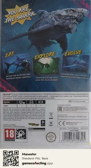 Maneater Nintendo Switch, PAL box back