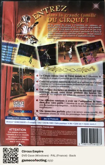 Circus Empire Computer, France box back