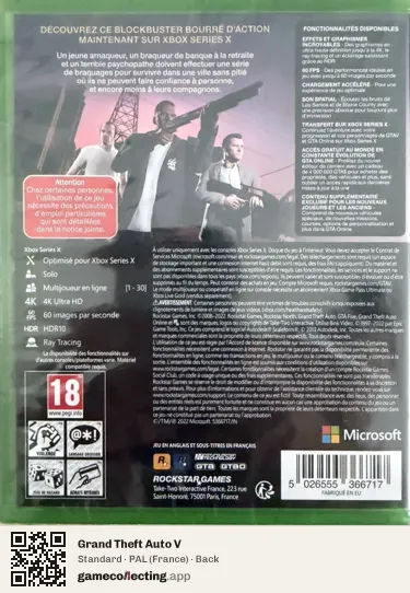Grand Theft Auto V Xbox Series X, France box back