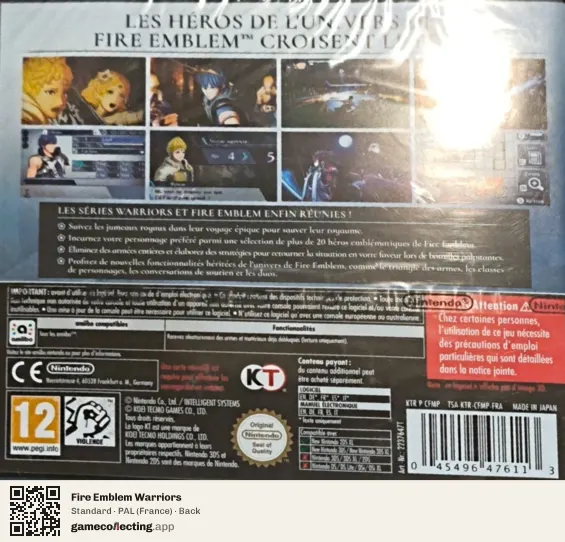 Fire Emblem Warriors Nintendo 3DS, France box back