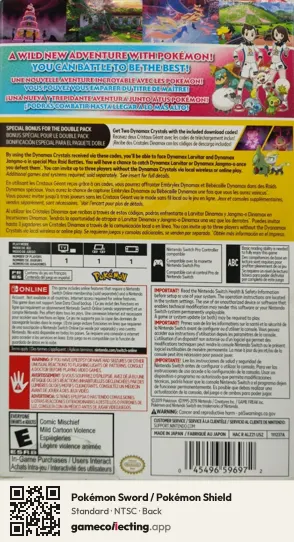 Pokémon Sword / Pokémon Shield Nintendo Switch, NTSC box back