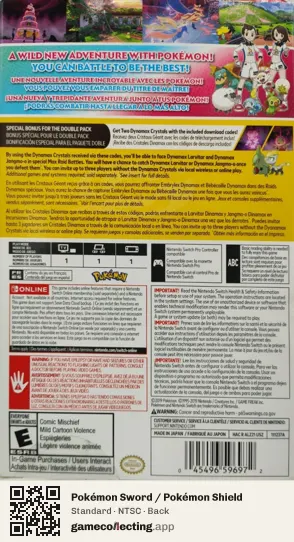 Pokémon Sword / Pokémon Shield Nintendo Switch, NTSC box back