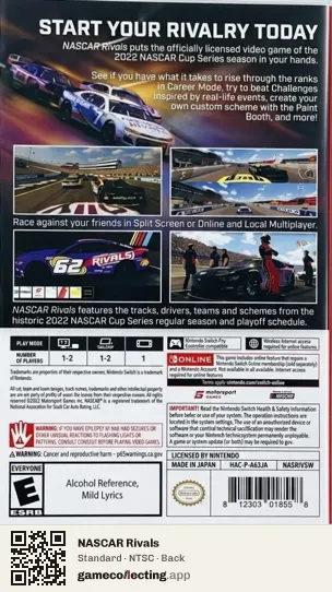 NASCAR Rivals Nintendo Switch, NTSC box back