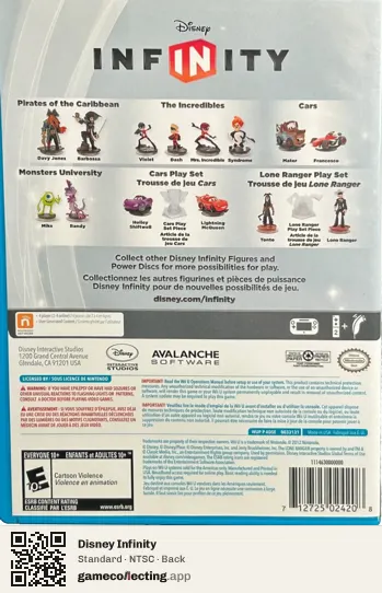Disney Infinity Nintendo Wii U, NTSC box back