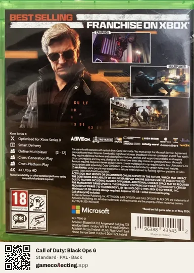 Call of Duty: Black Ops 6 Xbox Series X, PAL box back