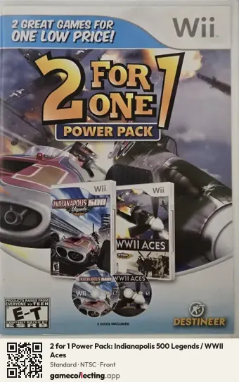 2 for 1 Power Pack: Indianapolis 500 Legends / WWII Aces Nintendo Wii, NTSC box front