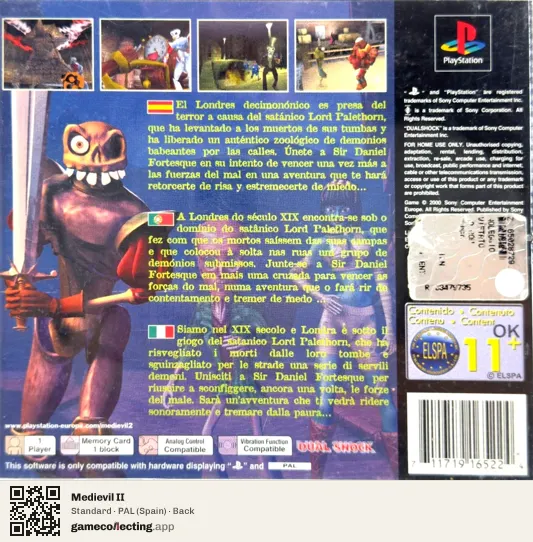 Medievil II PlayStation, Spain box back