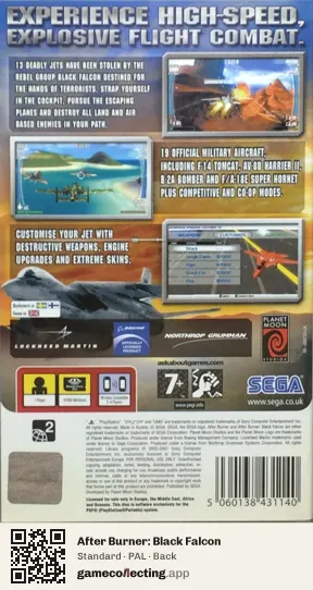 After Burner: Black Falcon PlayStation Portable, PAL box back