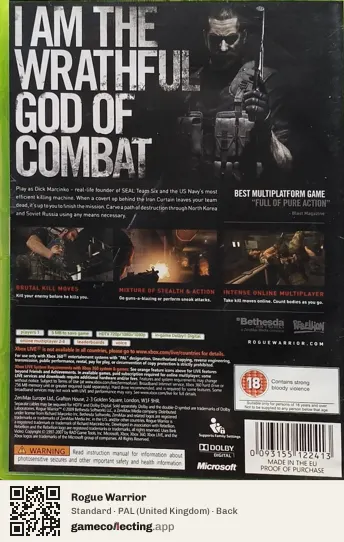 Rogue Warrior Xbox 360, United Kingdom box back