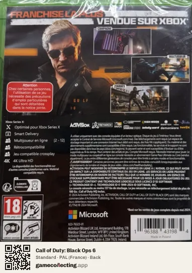 Call of Duty: Black Ops 6 Xbox Series X, France box back