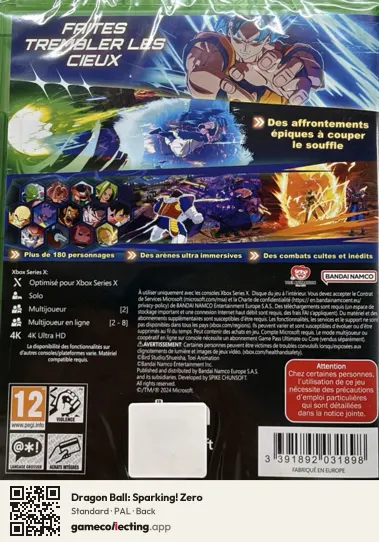 Dragon Ball: Sparking! Zero Xbox Series X, PAL box back