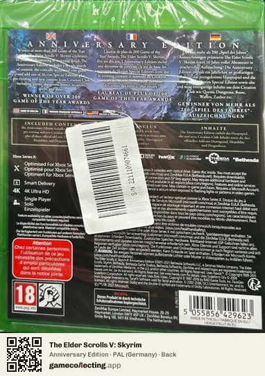 The Elder Scrolls V: Skyrim Xbox Series X, Germany box back