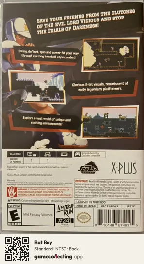 Bat Boy Nintendo Switch, NTSC box back