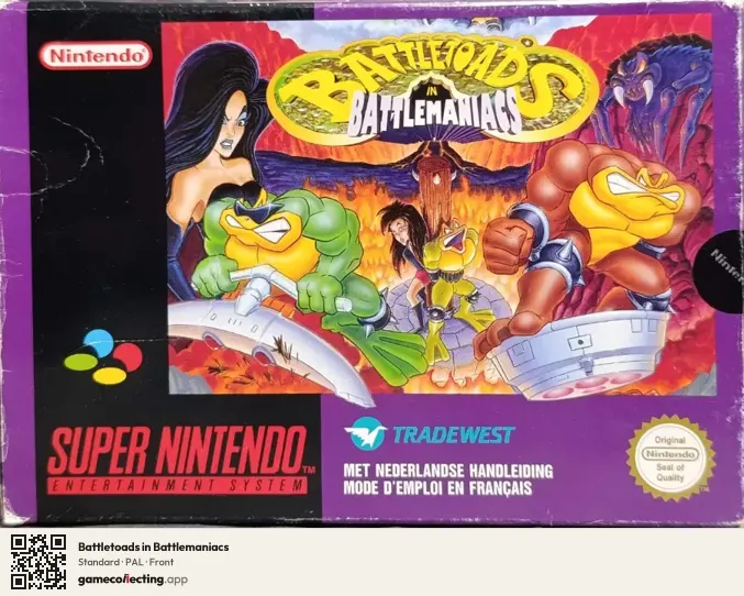 Battletoads in Battlemaniacs Super Nintendo Entertainment System, PAL box front