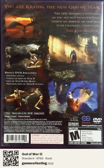 God of War II PlayStation 2, NTSC box back