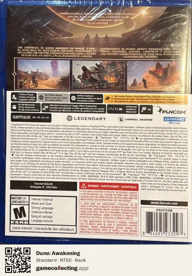 Dune: Awakening PlayStation 5, NTSC box back