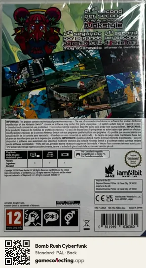 Bomb Rush Cyberfunk Nintendo Switch, PAL box back