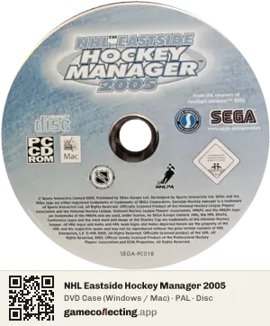 NHL Eastside Hockey Manager 2005 Computer, PAL disc