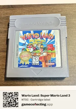 Wario Land: Super Mario Land 3 Game Boy, NTSC cartridge label