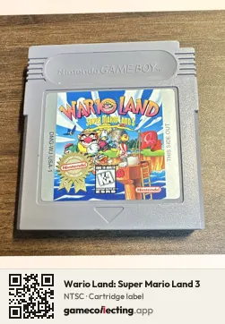 Wario Land: Super Mario Land 3 Game Boy, NTSC cartridge label