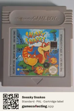 Sneaky Snakes Game Boy, PAL cartridge label