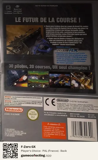 F-Zero GX Nintendo GameCube, France box back