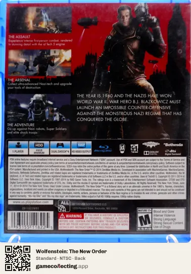 Wolfenstein: The New Order PlayStation 4, NTSC box back
