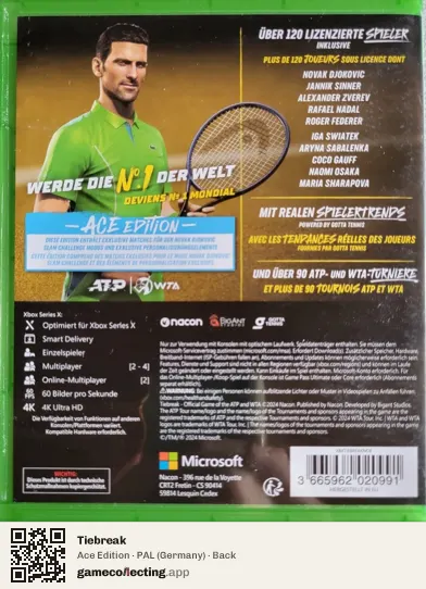 Tiebreak Xbox Series X, Germany box back