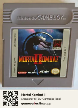 Mortal Kombat II Game Boy, NTSC cartridge label