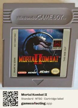 Mortal Kombat II Game Boy, NTSC cartridge label