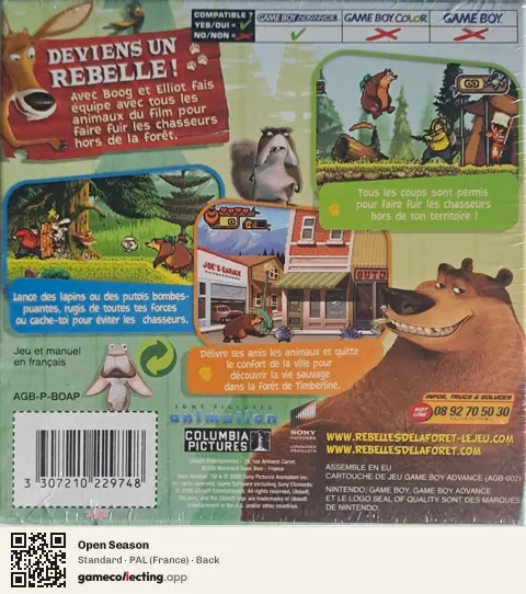 Open Season Game Boy Advance, France box back
