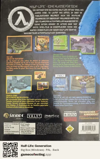Half-Life: Generation Computer, PAL box back