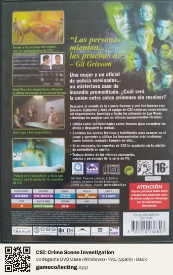 CSI: Crime Scene Investigation Computer, Spain box back