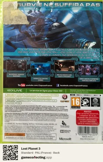 Lost Planet 3 Xbox 360, France box back