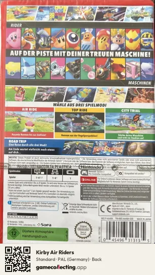 Kirby Air Riders Nintendo Switch 2, Germany box back