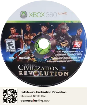 Sid Meier's Civilization Revolution Xbox 360, NTSC disc