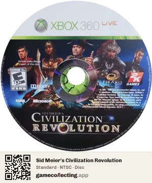 Sid Meier's Civilization Revolution Xbox 360, NTSC disc