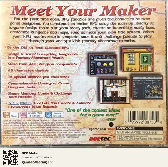 RPG Maker PlayStation, NTSC box back