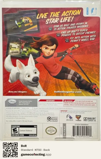 Bolt Nintendo Wii, NTSC box back