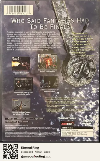 Eternal Ring PlayStation 2, NTSC box back