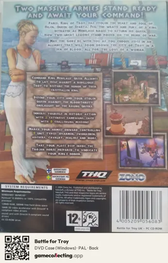 Battle for Troy Computer, PAL box back
