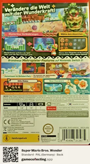 Super Mario Bros. Wonder Nintendo Switch 2, Germany box back