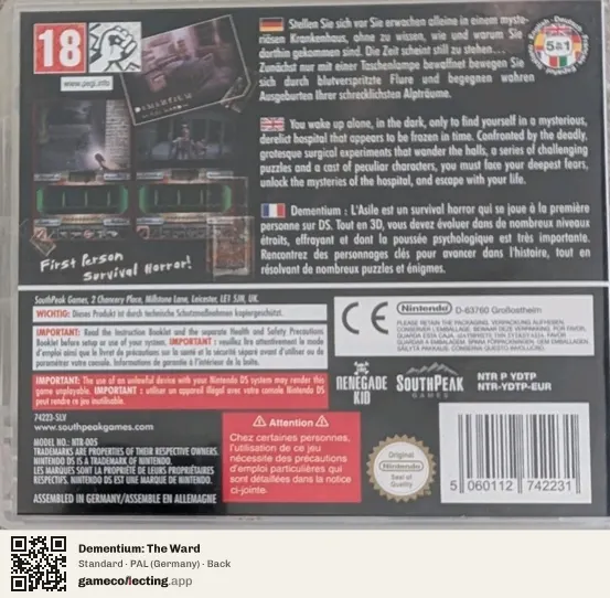 Dementium: The Ward Nintendo DS, Germany box back