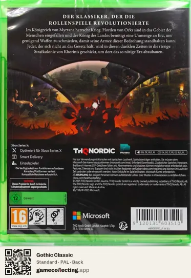 Gothic Classic Xbox Series X, PAL box back