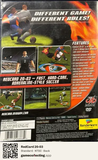 RedCard 20-03 PlayStation 2, NTSC box back
